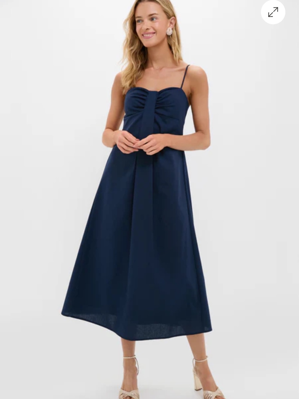 Tuckernuck Navy Spaghetti-Strap Midi Dress with Front Tie